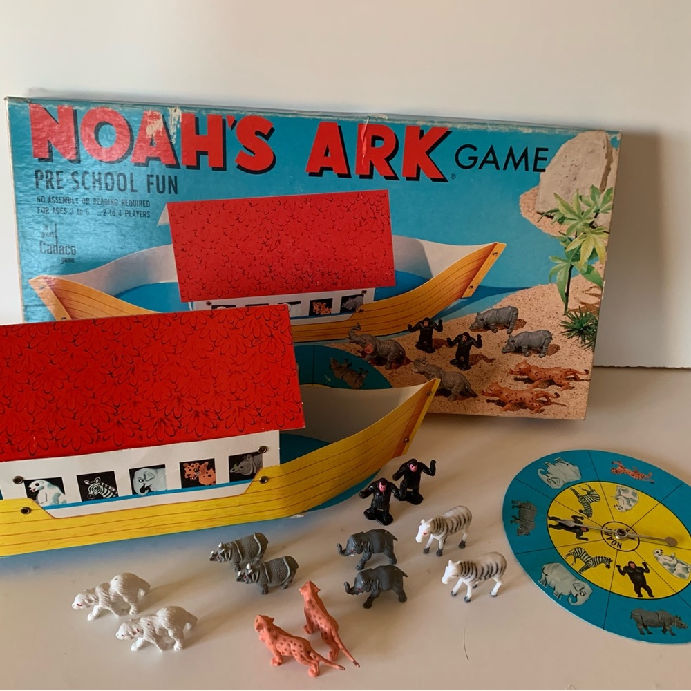 Vintage mid-century Noah’s Ark Pre-School board game Cadaco 1971 complete